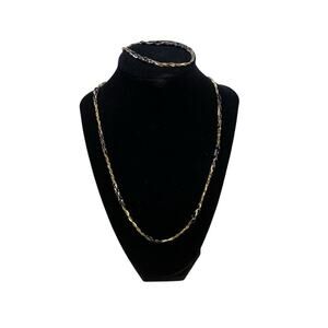 Park Lane Gold 3 Strand Braided Chain w Black Beads Necklace & Bracelet Set
